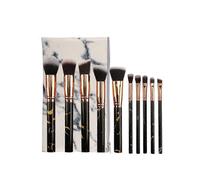 (As show, One size) Portable makeup brush set (black), 10 piece marble makeup brush set foundation make-up powder powder blusher mixed eye shadow brush set