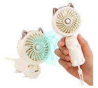 (As show, One size) Portable Mini Fan with Rechargeable Battery and 3 Speeds, Small Cute Personal Electric Fan for Girls/Women/Kids Outdoor, Foldable Fan for Desk/Table/B