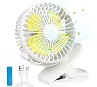 (As show, One size) Powerful USB Fan, Quiet 3 Speed Clip Table Clamp Fan, 720 Adjustment for Office, Camping, Stroller, Car (white)