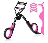 (As show, One size) Professional Eyelash Curler with 5 Replacement Silicone Pads - For All Eye Shapes - Makeup Tools for Women