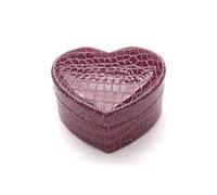 (As show, One size) Pu Leather Heart Shaped Two-layer Jewelry Box Storage Case Organizer Holder With Mirror (purple)