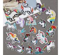 (As show, One size) Random Multicolor Patches Mix Handmade Patches Assorted Iron-on Or Sew-on Embroidered Diy Iron-on For Clothes Jeans Bag Hat Shoes (21 Pcs Unicorn)