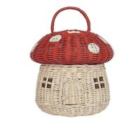 (As show, One size) Rattan Mushroom-Shaped Storage Basket- Handmade Handcrafted, Red