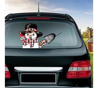 (As show, One size) Rear Wiper Decal Christmas Snowman Beckoning Waving Wiper Sticker 3d Animated Funny Christmas(shovel snowman with black hat)