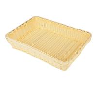 (As show, One size) Rectangular Braided Bread Basket Plastic Fruit Vegetable Basket Kitchen Organizer Storage Basket Food