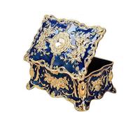 (As show, One size) Rectangular vintage jewelry box wedding band trinket box antique ornate box engraved finish with dividers