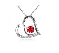 (As show, One size) Red Heart Infinity Necklace for Women Pendant Jewelry 925 Silver with Crystals Gift for Mom Her Daughter Friend