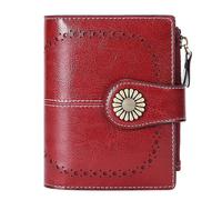 (As show, One size) RedRFID Wallet Euro - American, Women Long Zipper Purse, Genuine Leather Lady Money Clip Leather Large Capacity Purse