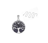 (As show, One size) Reiki necklace with silver tree of life pendant and tiger eye stone - crystals, chakra stones, 25mm B