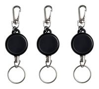 (As show, One size) Retractable Key Chain,3 Pack Stainless Steel Wire Rope Retractable Badge Holder Keychain, Anti Lost Keyring Spring Snap Key Chain Clip for Key Lanyard