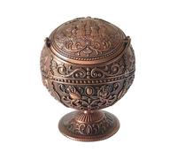 (As show, One size) Retro Creativity Windproof Ashtray With Lid For Cigarette Metal Portable Cigar Ashtray Odor Eliminator Outdoor Indoor Castle Ashtray(Red copper)