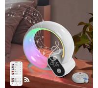 (As show, One size) RGBCW Wake-Up Light Ambient Lights Alarm Clock Time Display White Noise Machine Wireless BT Speaker APP Control Remote Control Timer Countdown Functio
