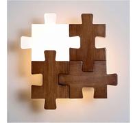 (As show, One size) Room Lighting, LED Building Block Wall Light, LED Light Fixtures, 12W, for Bedside Entrance Hallway AisleWalnut Color