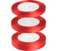 (As show, One size) Ruban de Satin Rouge Ruban d'emballage de Nol 6mm 10mm 15mm Rubans pour Artisanat Emballage Cadeau Dcorations de Nol (22M/Roll x 3Rolls) (Rouge)