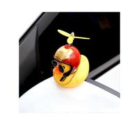 (As show, One size) Rubber Duck Toy Car Ornaments Yellow Duck Car Dashboard Decorations Squeeze Duck Bicycle Horns with Propeller Helmet2Pieces-004