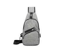 (As show, One size) Sac bandoulire pour homme, sac de poitrine avec port USB de chargement et d'couteurs en gris, sac dos de voyage unisexe