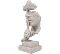 (As show, One size) Sandstone Thinker Statue, Silence is Golden Abstract Art Figurine, Resin Sculptures for Modern Home Decorative Objects for Bedroom, Study, Bookshelf,