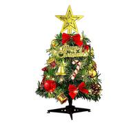 (As show, One size) Sapin de Noel Artificiel Mini Arbre de Nol et Lumires de corde de fil de 2M/2,18 verges, Miniature Decoration Table Intrieur Mini Vert Arbres Ornement