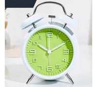 (As show, One size) SAYTAY 4 inches Twin Bell Alarm Clock with Stereoscopic Dial, Backlight, Battery Operated Loud Alarm Clock-white green
