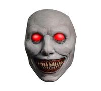 (As show, One size) Scary Halloween Mask, White Smiling Eyes Devil Mask Skull, Scary Smiling Evil Devil Mask Party Cosplay Props for Adults (Red Eyes)