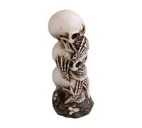 (As show, One size) See No Evil Hear No Evil Speak No Evil Stacked Skull Figurine Tower Halloween Gothic Tabletop Decorations Office Desk Ornaments1pcsbrown