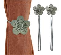 (As show, One size) Set of 2 Retro Magnetic Curtain Tiebacks, Japanese Apricot Tree, Decorative Hard Resin Curtain Buckle with Strong Durable Magnetism - Gray