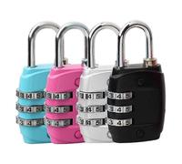 (As show, One size) Set of 4 3-Digit Code Padlocks, Small Airplane Suitcase Padlock Metal College Locker Code Padlock for Outdoor Gym Locker (4 Colors)