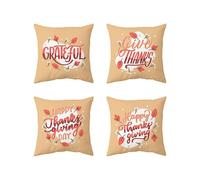 (As show, One size) Set of 4 Fall Decorative Throw Pillow Covers 18x18 Inch Autumn minimalist alphabet Couch Pillow Cases Short Plush Square Cushion Cover Case for Living