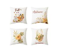 (As show, One size) Set of 4 Fall Decorative Throw Pillow Covers 18x18 Inch Autumn Pumpkin Thanksgiving Couch Pillow Cases Short Plush Square Cushion Cover Case for Livin