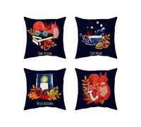 (As show, One size) Set of 4 Fall Decorative Throw Pillow Covers 18x18 Inch Autumn squirrel maple leaf Couch Pillow Cases Short Plush Square Cushion Cover Case for Living