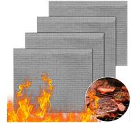 (As show, One size) Set of 4 Pieces Barbecue Grill, Barbecue Net Reusable and Cuttable Cooking Mat Non-Stick Grill for Yogurt Makers Oven Cooking - 40x33cm