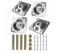 (As show, One size) Set of 4 square metal furniture leg mounting plates mounting plates with hanging silvery