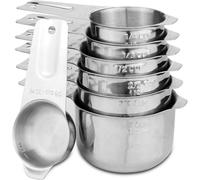 (As show, One size) Set of 7 Heavy Duty Measuring Cups, 18/8 Stainless Steel with Ring Connector