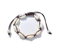 (As show, One size) Shell bracelet, hand braided adjustable anklet
