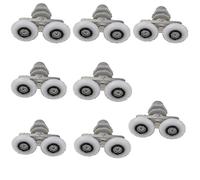 (As show, One size) Shower Door Wheels, 8pcs Double Twin Top / Bottom Shower Door Rollers / Runners / Pulleys / Wheels Bathroom Replacement Parts