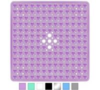 (As show, One size) Shower Mat for Bathtub, 21 x 21 Inches Bath Tub Square Mats, Non-Slip with Drain Holes, Suction Cups, BPA, Latex, Phthalate Free, Machine Washable, Cl