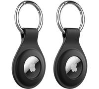 (As show, One size) Silicone Case for AirTag 2021 with Key Ring, Portable Protective Air Tag Cover Case, Easy Installation, Pack of 2 (Black)