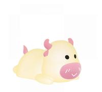 (As show, One size) Silicone Dumb Flapping Lamp Usb Charging Cute Cow 7 Color Touch Night Light (Pink)