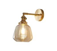 (As show, One size) Simple style E27 golden brass wall lamp, suitable for corridors, attics, passages, equipment wall lights