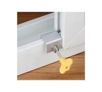 (As show, One size) Single Hole One-Piece Security Sliding Sash Window Latch Stopper with Safety Lock for Home Aluminum Alloy Window Door Frame - 30*24.5mm