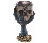 (As show, One size) Skull Head with Claw Golbet Drinking Cup Stainless Steel Medieval Skeleton Chalice Skull Cup Dragon Claw Double Wall Drinking Goblet Blue