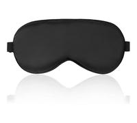 (As show, One size) Sleep Mask Night Cover Eye Sleeping Silk Satin Masks for Women Men, Blindfold for Airplane Travel Adjustable Strap (Black)