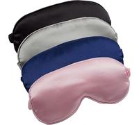 (As show, One size) Sleep Masks 4 Pack Silky Eye Cover Soft Satin Blindfold Elastic Strap Night Eye Shade for Women Men