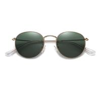 (As show, One size) Small Round Polarized Sunglasses for Women Men Classic Retro Metal Frame Sun Glasses UV Protection