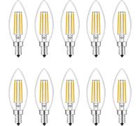 (As show, One size) Small Screw in LED Light Bulbs, 10 Pack E14 Candle Bulbs Dimmable, Light Bulbs 40W E14/SES Equivalent, 220V, Warm White 2700K, FanciBuy