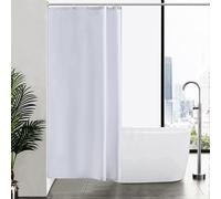 (As show, One size) Small white anti-mold shower curtain waterproof and washable polyester fabric textile shower curtain for the bath or shower - 100x200cm.