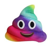 (As show, One size) Smiley Poo Shape Rainbow Cushion - Pink Yellow Round Plush Soft Pillow - Emoticon Face Eyes Smile Decoration Toy (smile Poo Rainbow)
