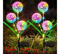 (As show, One size) Solar Lamp Outdoor Garden, 2 Pieces Outdoor Solar Light with 6 Dandelions in Bloom and 36 Colorful LEDs