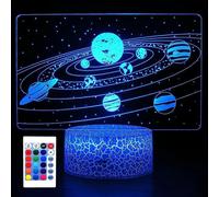 (As show, One size) Solar System 3D Optical Illusion Side Table Lamp Universe Space Galaxy Night Light for Kids, Room Decor Light, Gift for Boys and Girls