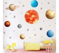 (As show, One size) Solar System Planetary Wall Sticker Removable Ceiling Sticker Kids Room Wall Sticker Art Deco Wall Space Decoration Space Themed Room Gifts for Girls